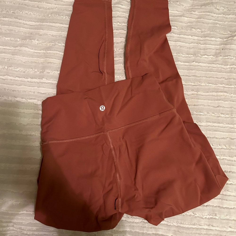 Lululemon Wunder Under 28in leggings, dull pink color